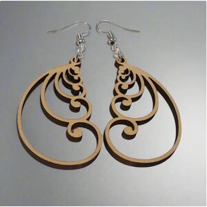 Handmade Fibonacci Spiral Dangle Earrings – Lightweight Wooden Statement Jewelry